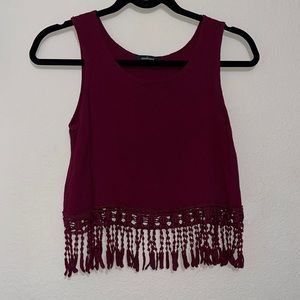 Lace, dangle sleeveless tank top